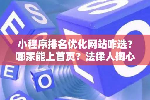 小程序排名优化网站咋选？哪家能上首页？法律人掏心窝子说实话