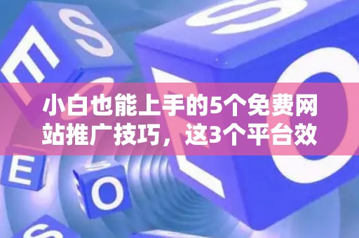 小白也能上手的5个免费网站推广技巧，这3个平台效果最佳